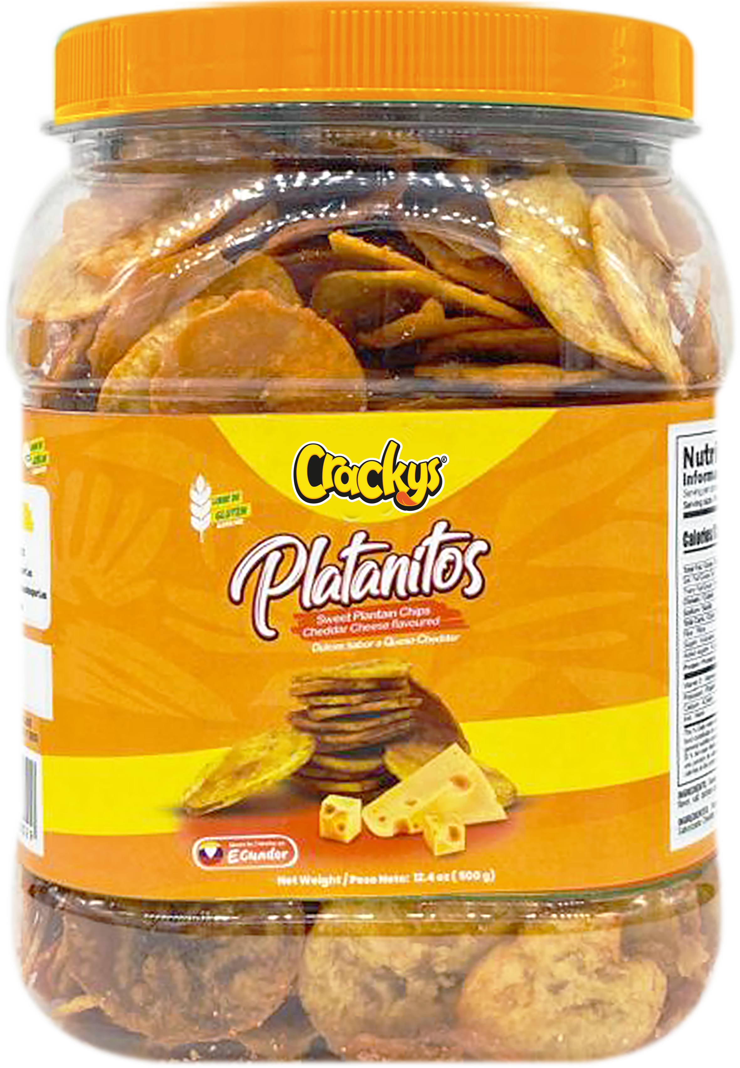 CRACKYS Cheddar Cheese Flavored Sweet Plantain Chips - 22 oz (625g)