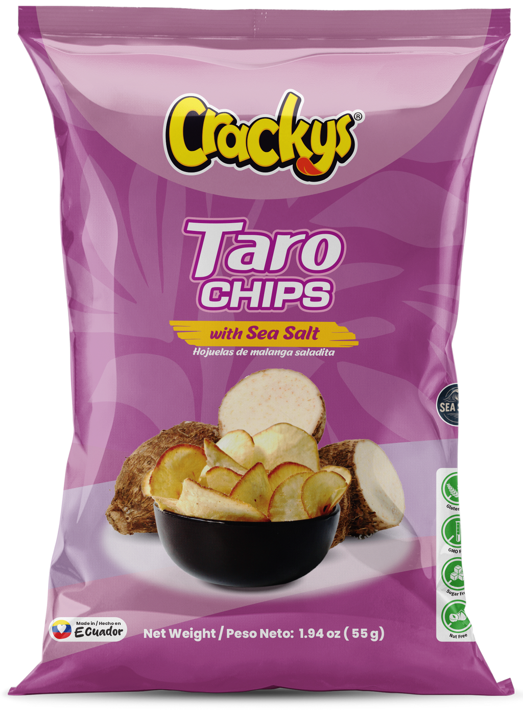 CRACKYS Salty White Taro Chips – 2.12 oz (60g)