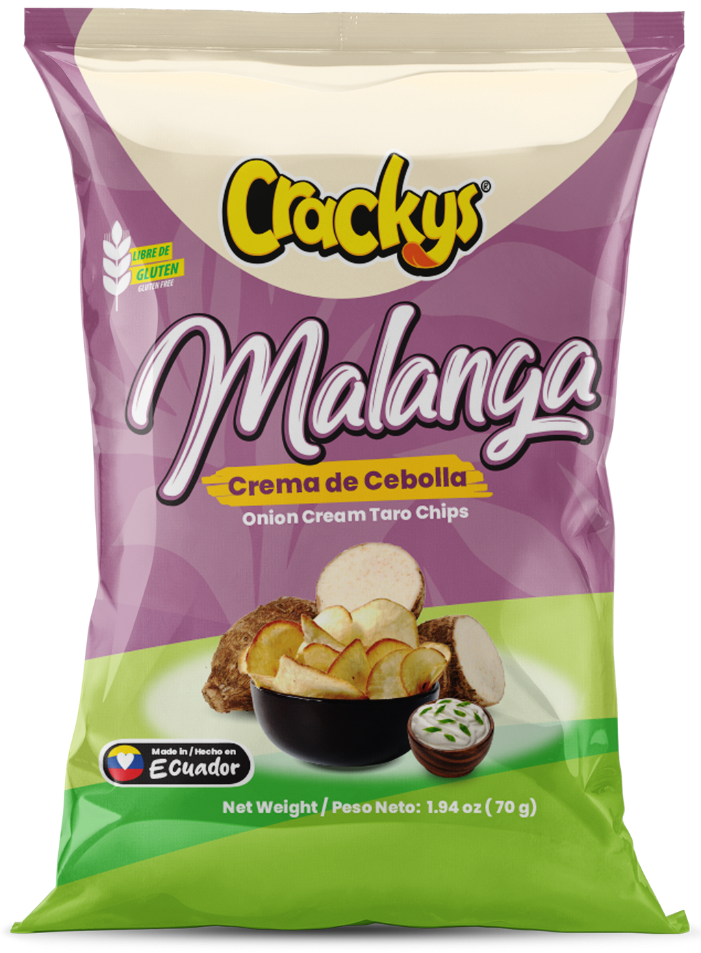 CRACKYS Salty White Taro Chips – 2.12 oz (60g)