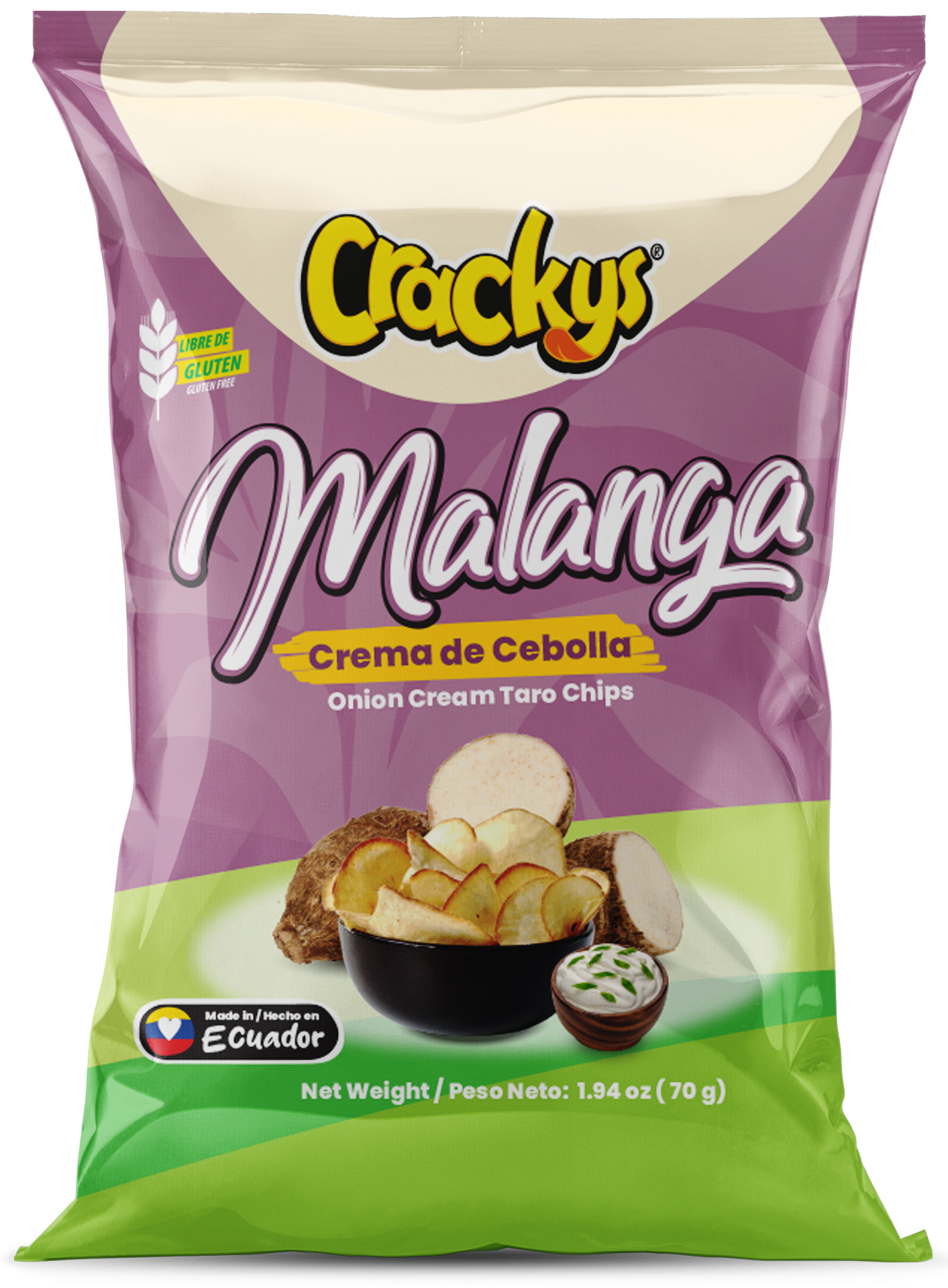 CRACKYS Salty White Taro Chips – 2.12 oz (60g)