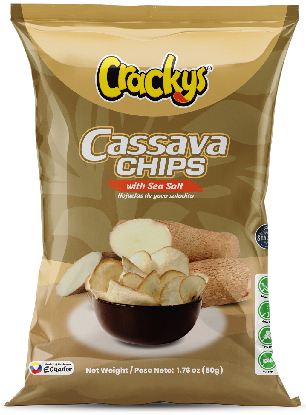 CRACKYS Salty Cassava Chips - 1.76 oz (50g)