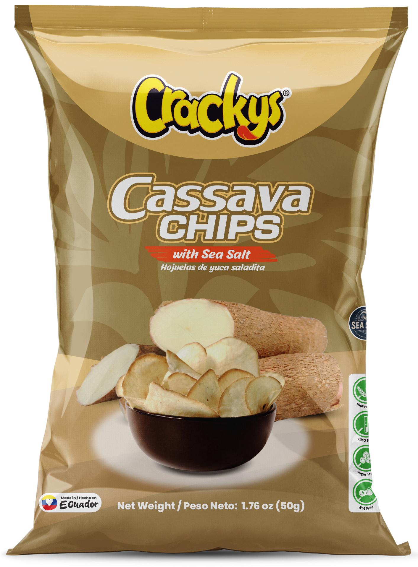 CRACKYS Salty Cassava Chips - 1.76 oz (50g)