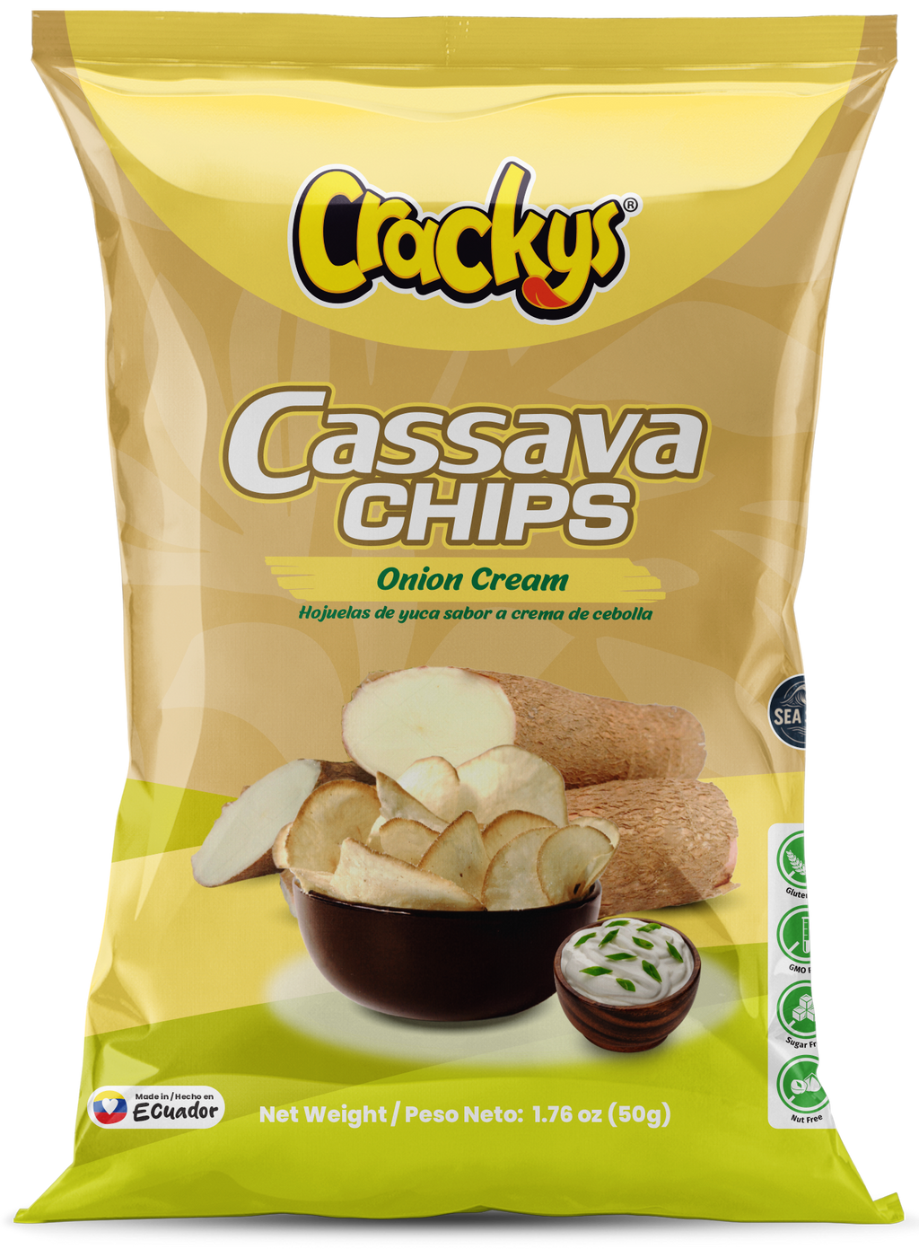 CRACKYS Salty Cassava Chips - 1.76 oz (50g)